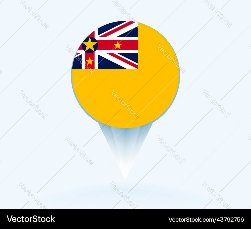 Map pointer with flag of niue Vector Image