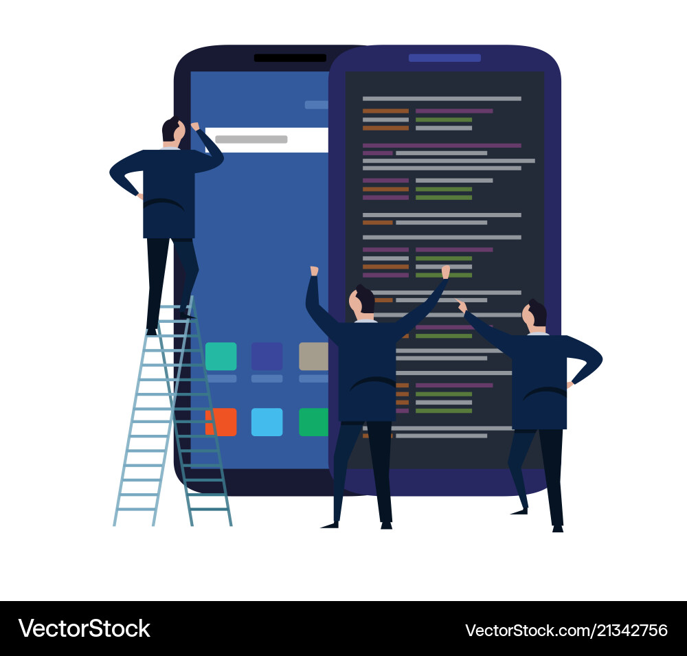 Mobile application and design development process vector image