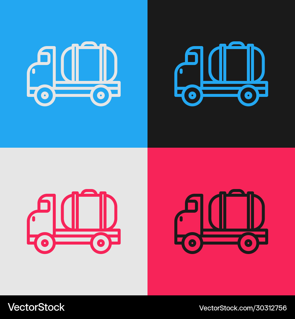 Pop art line tanker truck icon isolated on color Pop art line tanker truck icon isolated on color vector image