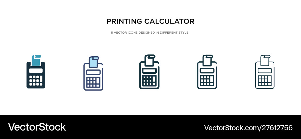 Printing calculator icon in different style two Printing calculator icon in different style two vector image