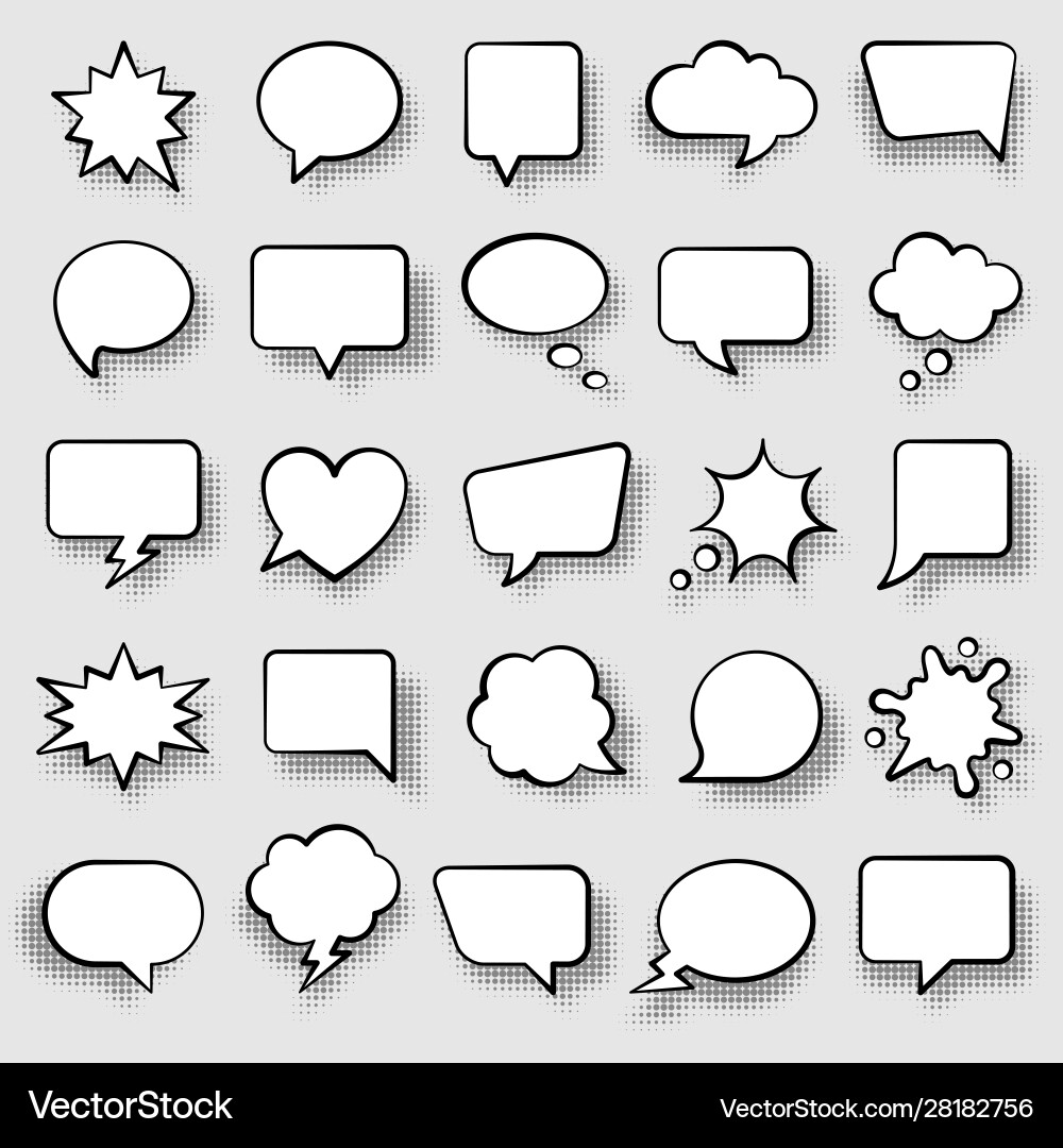 Set comic speech bubbles cartoon Royalty Free Vector Image