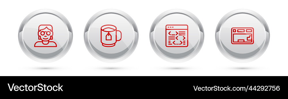Set line hacker or coder cup of tea with bag Set line hacker or coder cup of tea with bag vector image