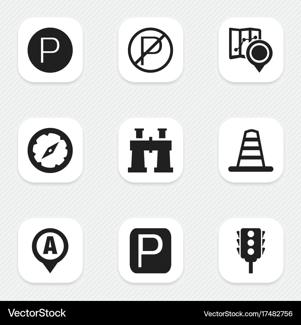 Set of 9 editable navigation icons includes vector image