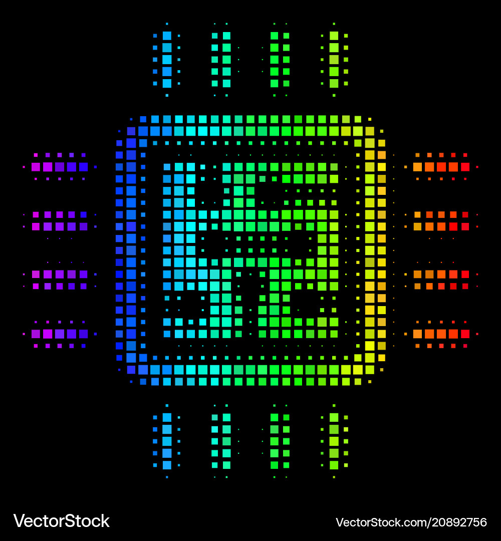 Spectrum pixel cpu circuit icon Spectrum pixel cpu circuit icon vector image