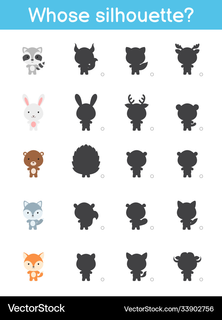Whose silhouette game template matching Whose silhouette game template matching vector image