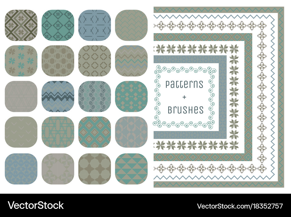 20 geometric patterns and 7 pattern brushes vector image