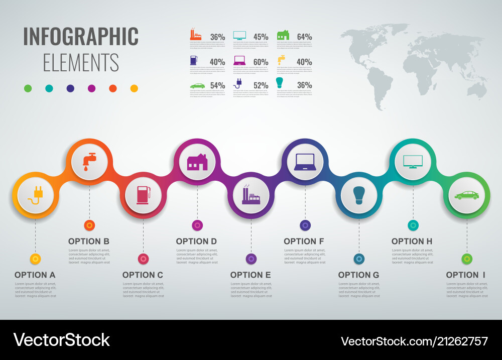 3D Infographic Template - 9 Options vector image