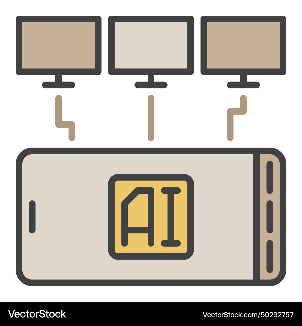 Ai smartphone with three computers artificial Vector Image