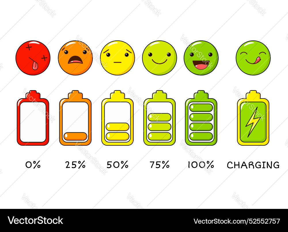 Battery charge indicator icon set different level Vector Image