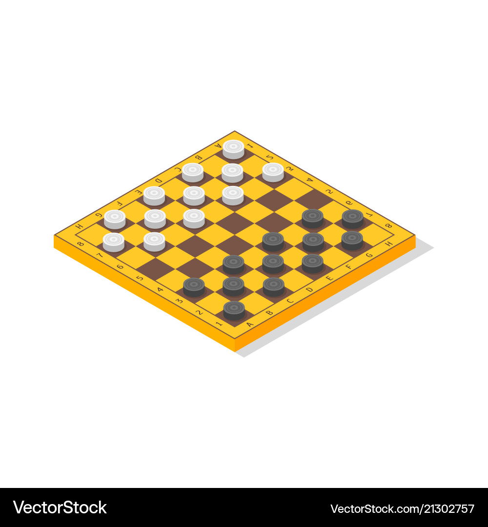 Board game checkers isometric view Board game checkers isometric view Vector Image