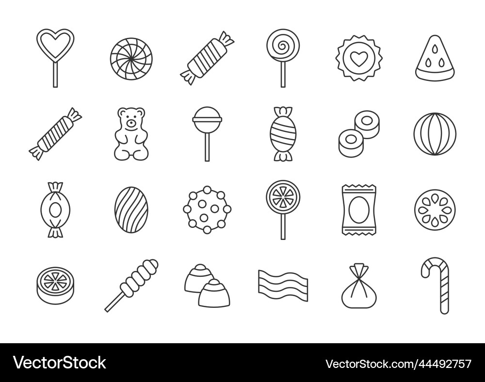 Candy line icon set collection Candy line icon set collection vector image