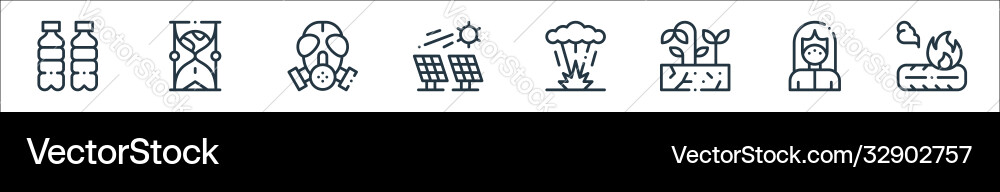 Climate change line icons linear set quality Vector Image