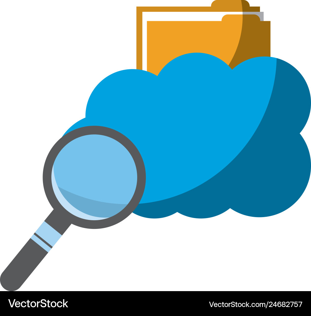 Cloud computing with folder and magnifying glass Cloud computing with folder and magnifying glass vector image
