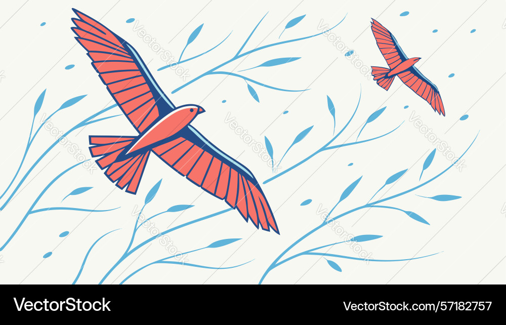 Flocking birds with dynamic flight trails design Vector Image