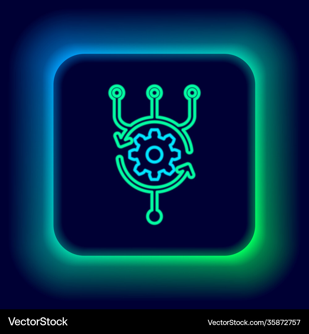 Glowing neon line algorithm icon isolated on black Glowing neon line algorithm icon isolated on black vector image