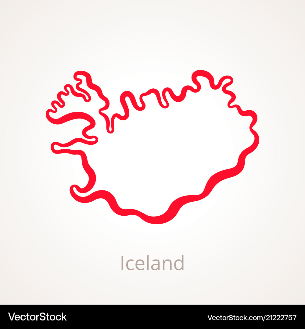 Iceland Outline Map - Red Border Vector Image