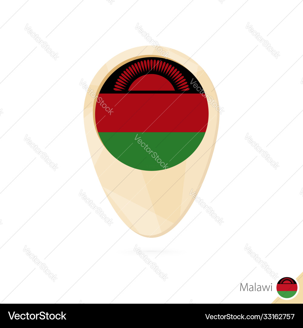 Map pointer with flag malawi orange abstract Vector Image
