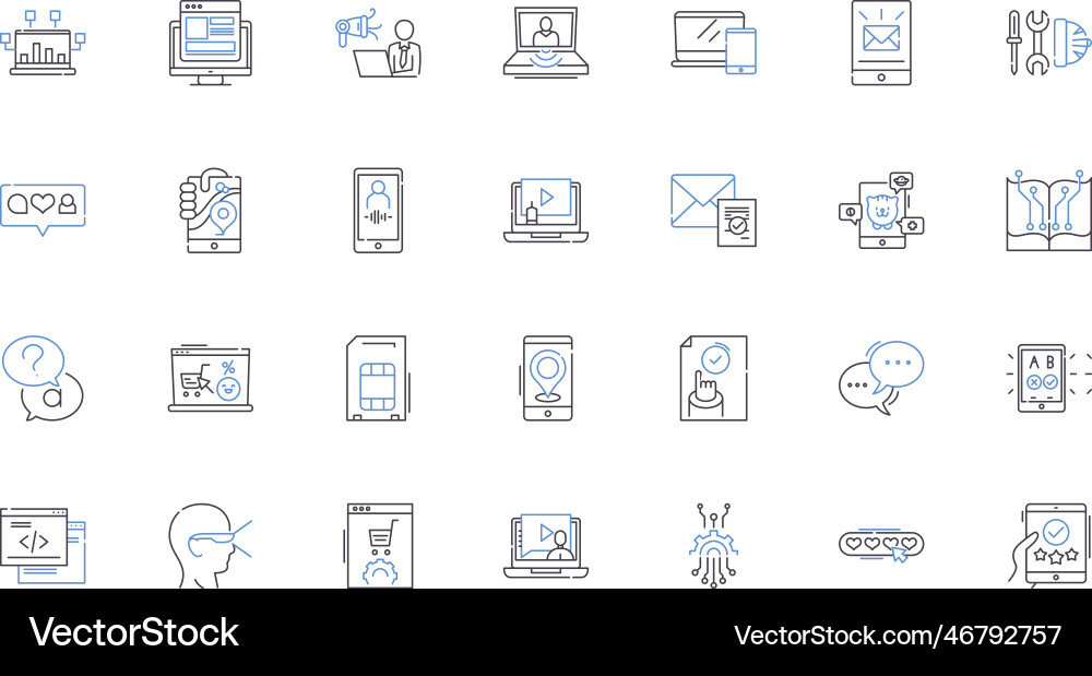Natural language processing line icons collection Natural language processing line icons collection vector image