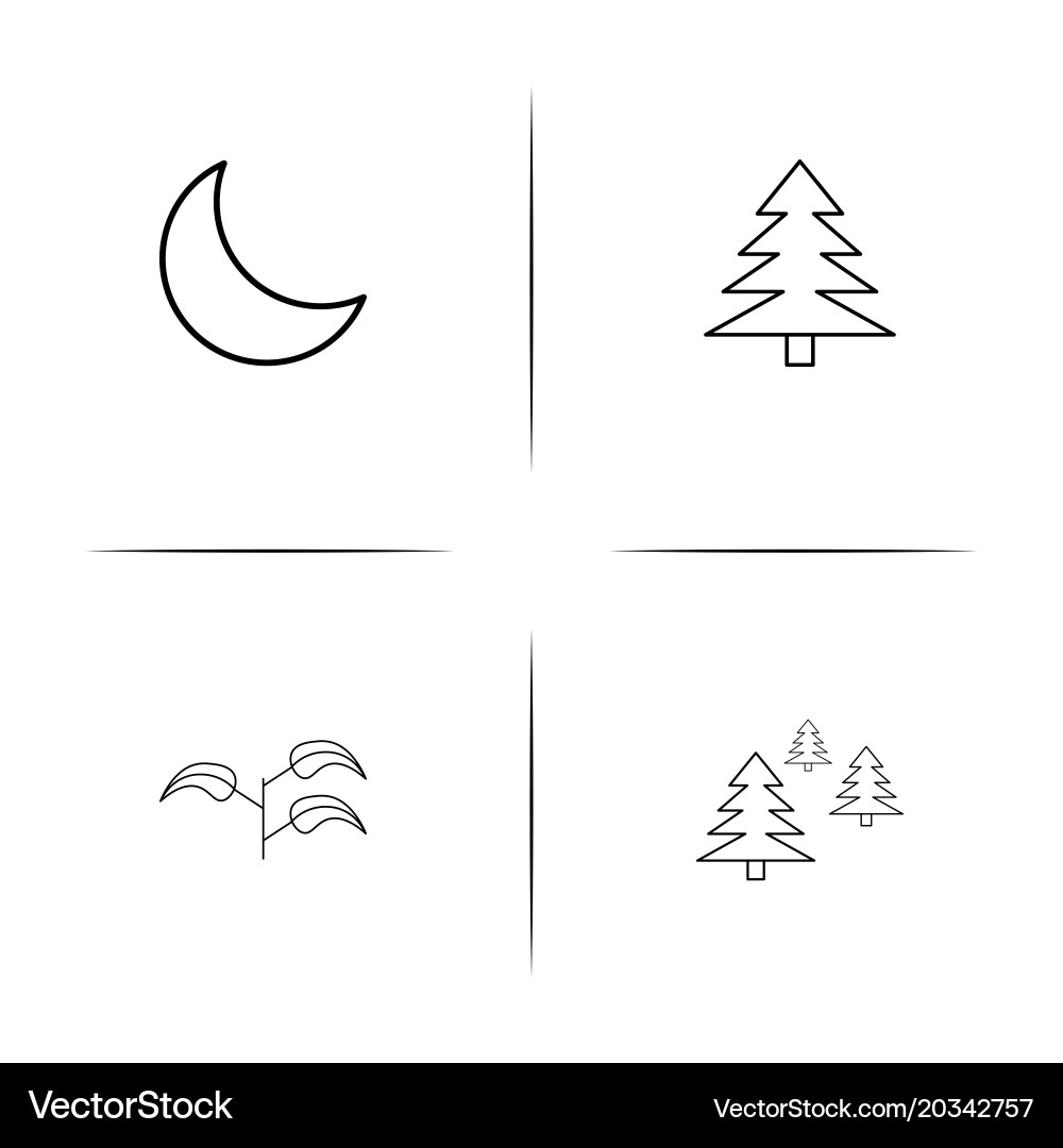 Nature simple linear icon setsimple outline icons Vector Image