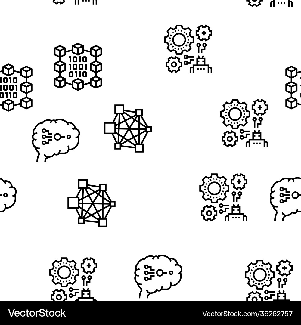 Neural network and ai seamless pattern Neural network and ai seamless pattern Vector Image