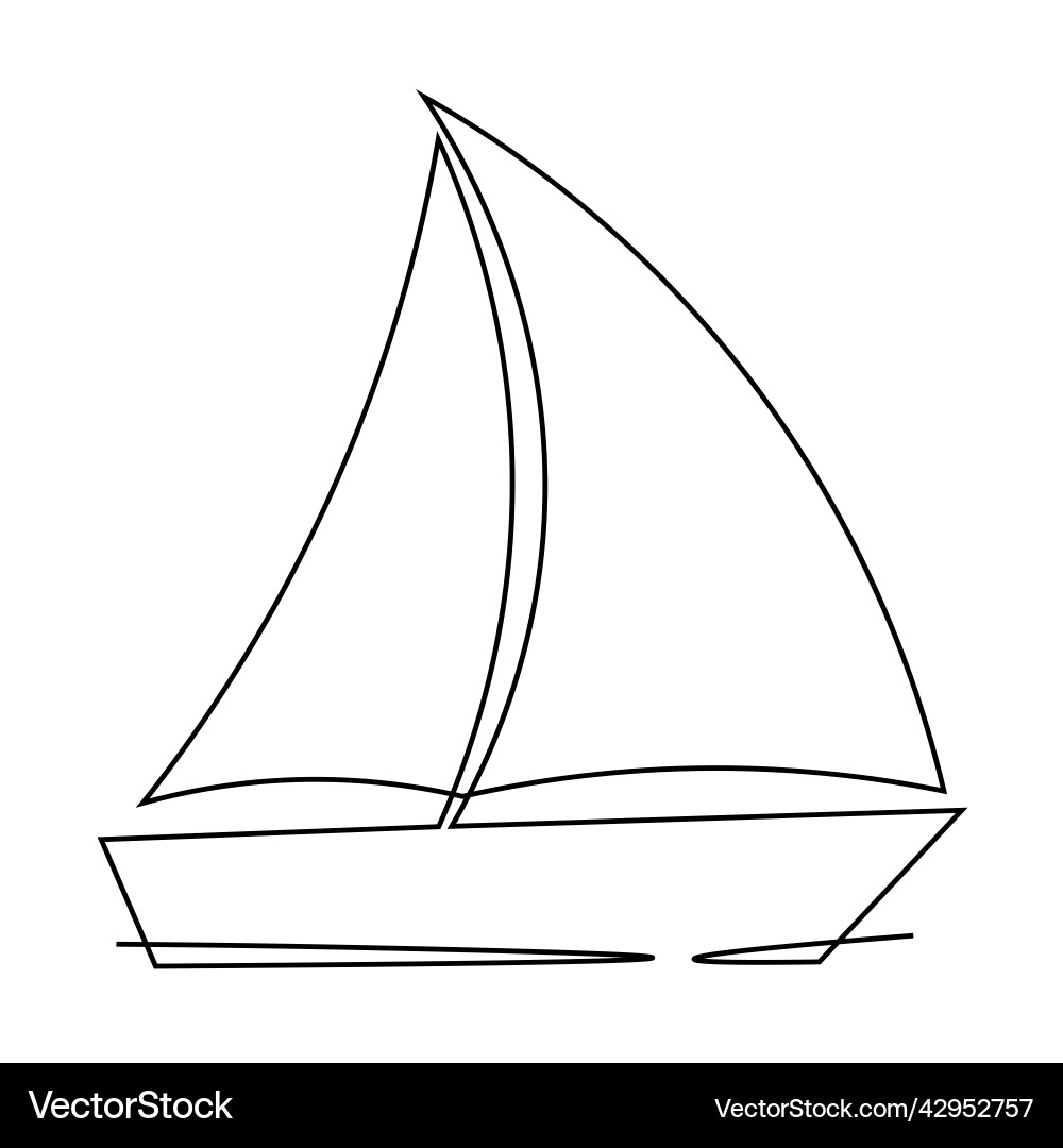 Sailboat in single continuous line Sailboat in single continuous line Vector Image