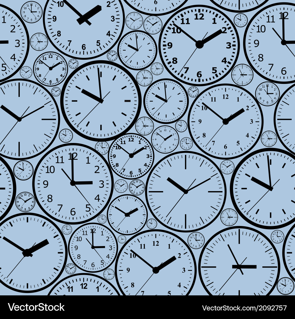 Seamless pattern composed of images hours vector image