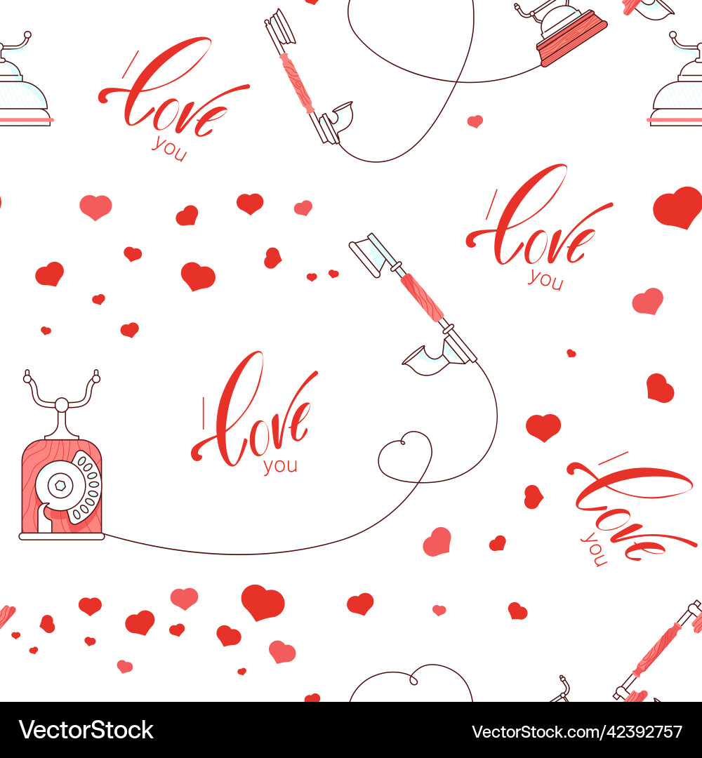 Seamless pattern with retro phone isolated Seamless pattern with retro phone isolated vector image