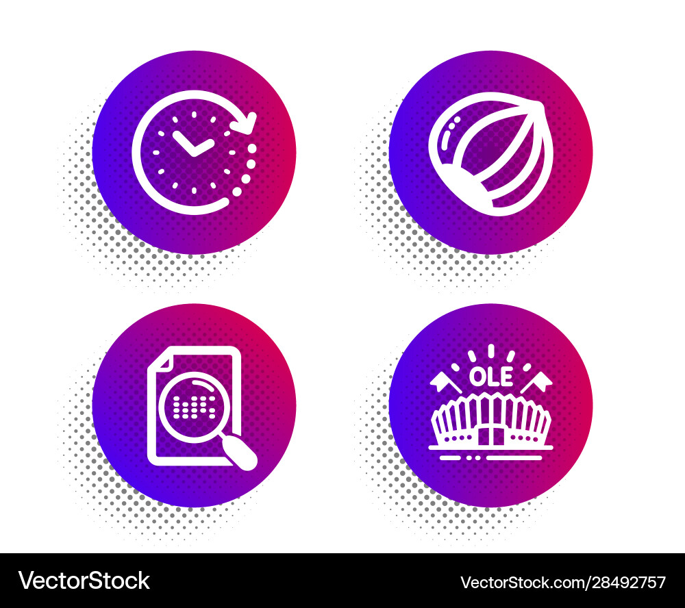 Search file time change and hazelnut icons set Search file time change and hazelnut icons set vector image