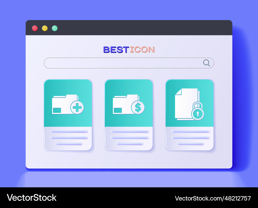 Set finance document folder add new Set finance document folder add new vector image
