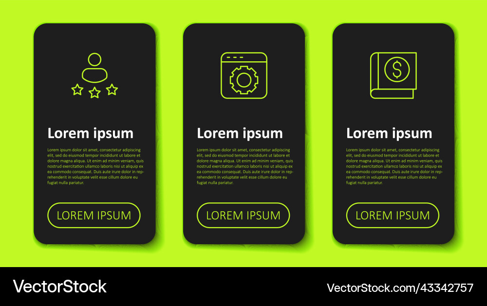 Set line consumer product rating browser setting Vector Image