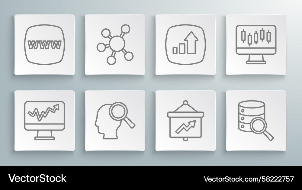 Set line monitor with graph chart project team Set line monitor with graph chart project team Vector Image