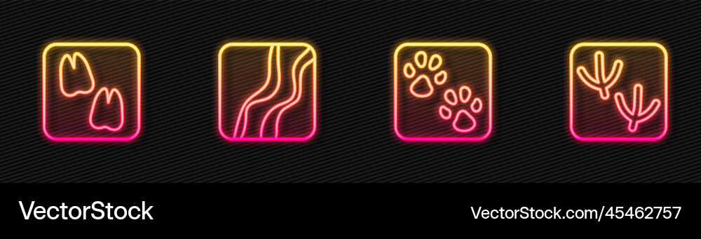 Set line paw print camel footprint snake Vector Image