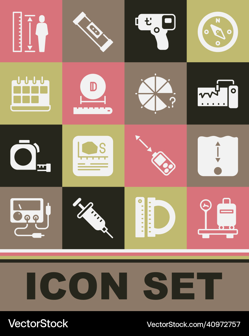 Set scale with suitcase depth measurement Vector Image
