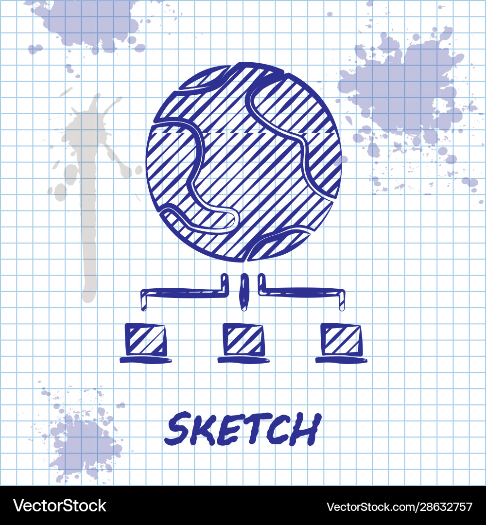 Sketch line computer network icon isolated Vector Image