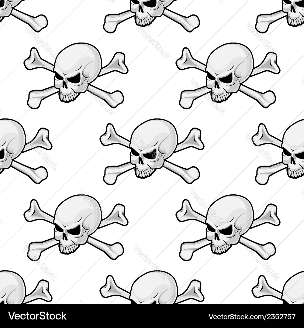 Skull and Crossbones Seamless Pattern vector image