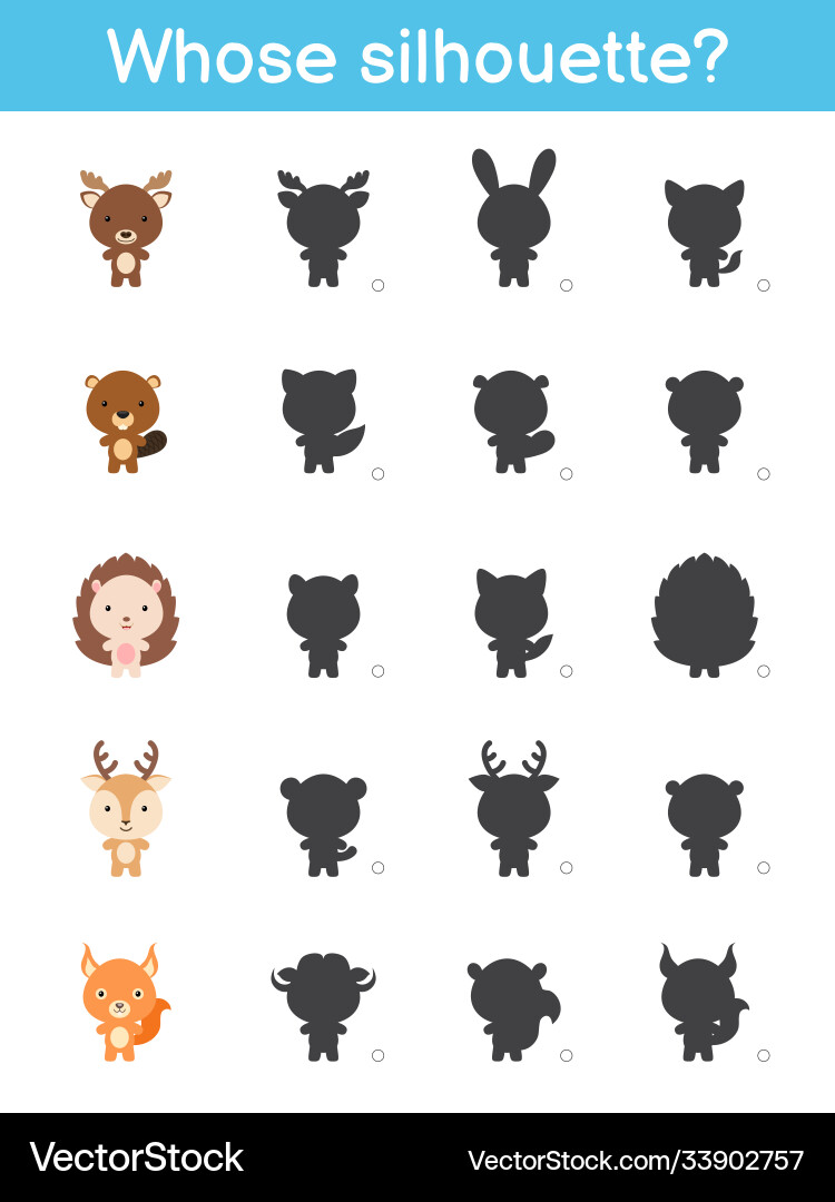 Whose silhouette game template matching Whose silhouette game template matching vector image
