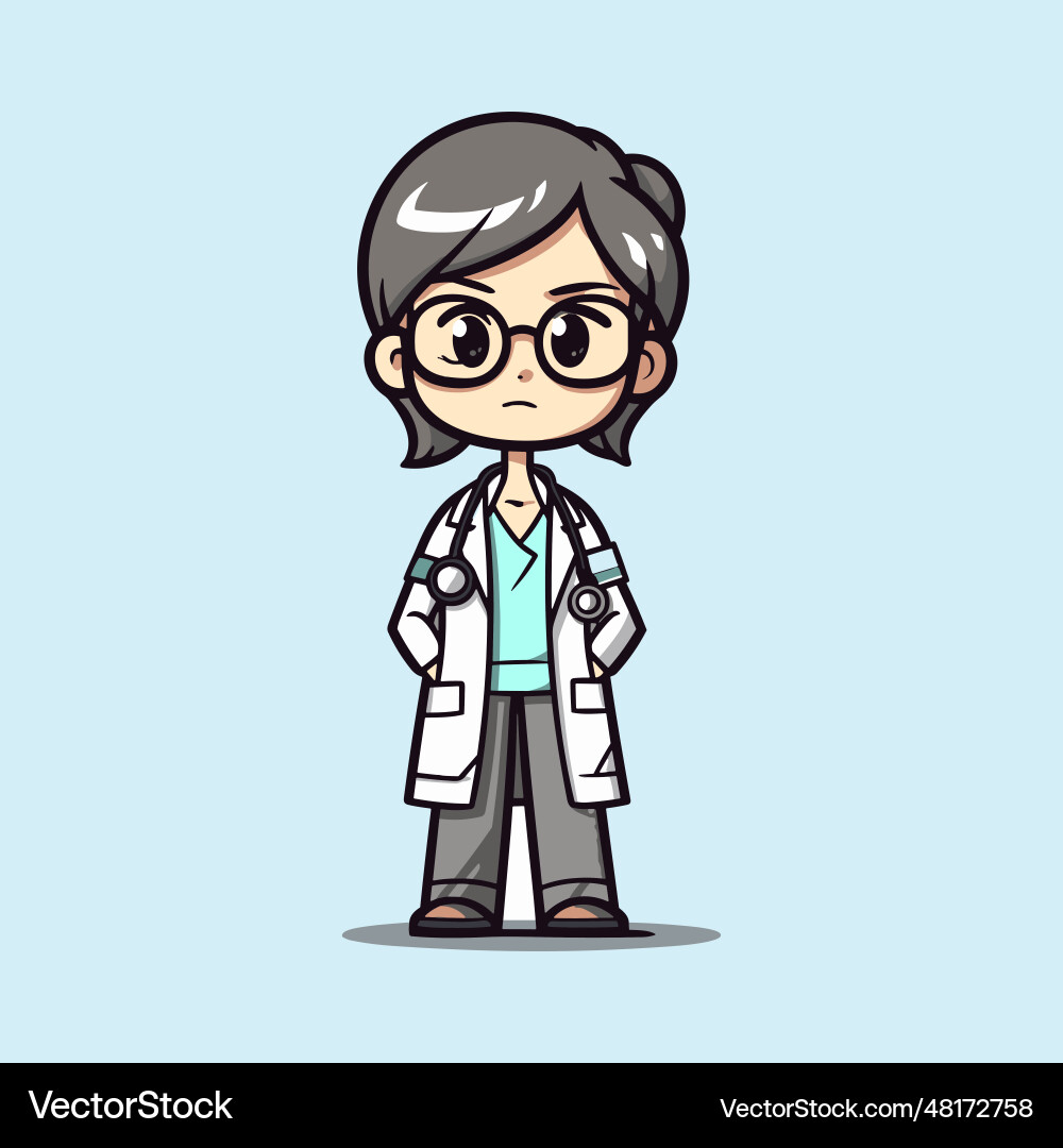 Adorable young asian doctor cartoon Adorable young asian doctor cartoon Vector Image
