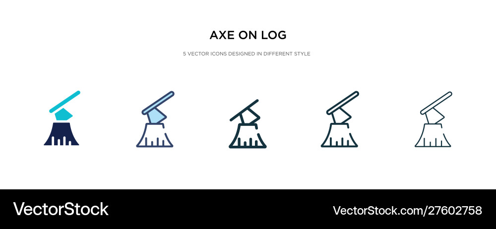 Axe on log icon in different style two colored Axe on log icon in different style two colored Vector Image