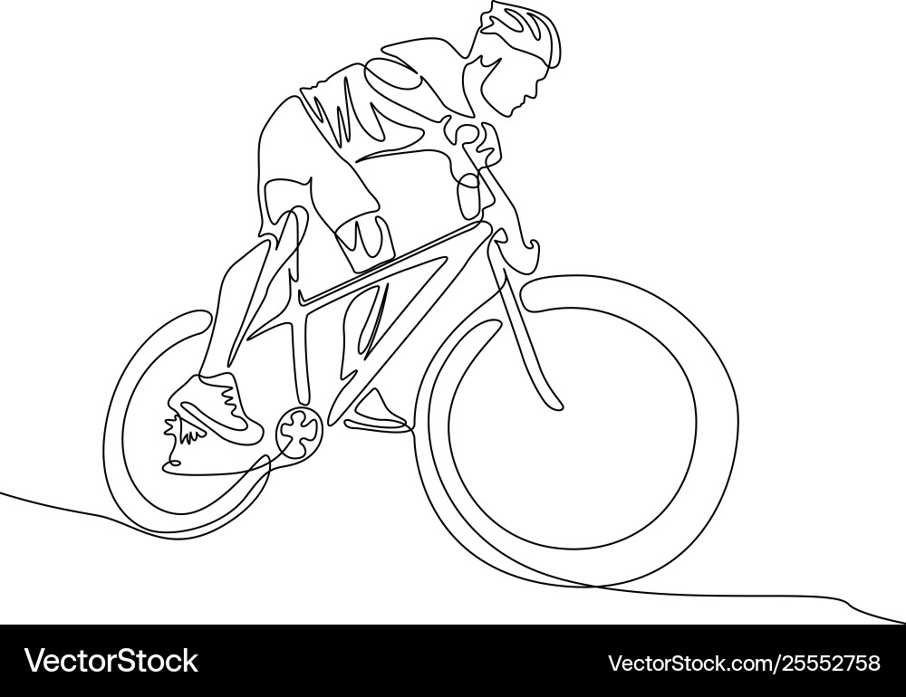 Continuous Line Cyclist on Slope Vector Image