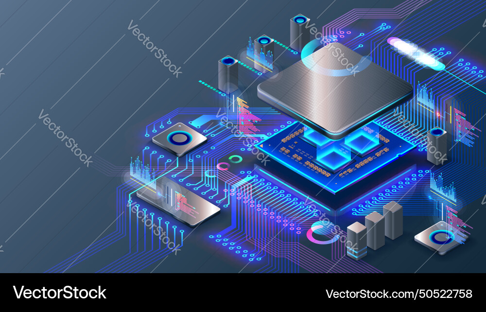 Cpu abstract digital chip computer processor Cpu abstract digital chip computer processor vector image