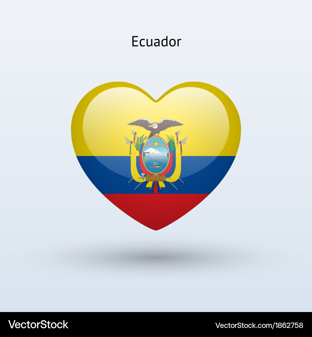 Ecuador Heart Flag Symbol Vector Image