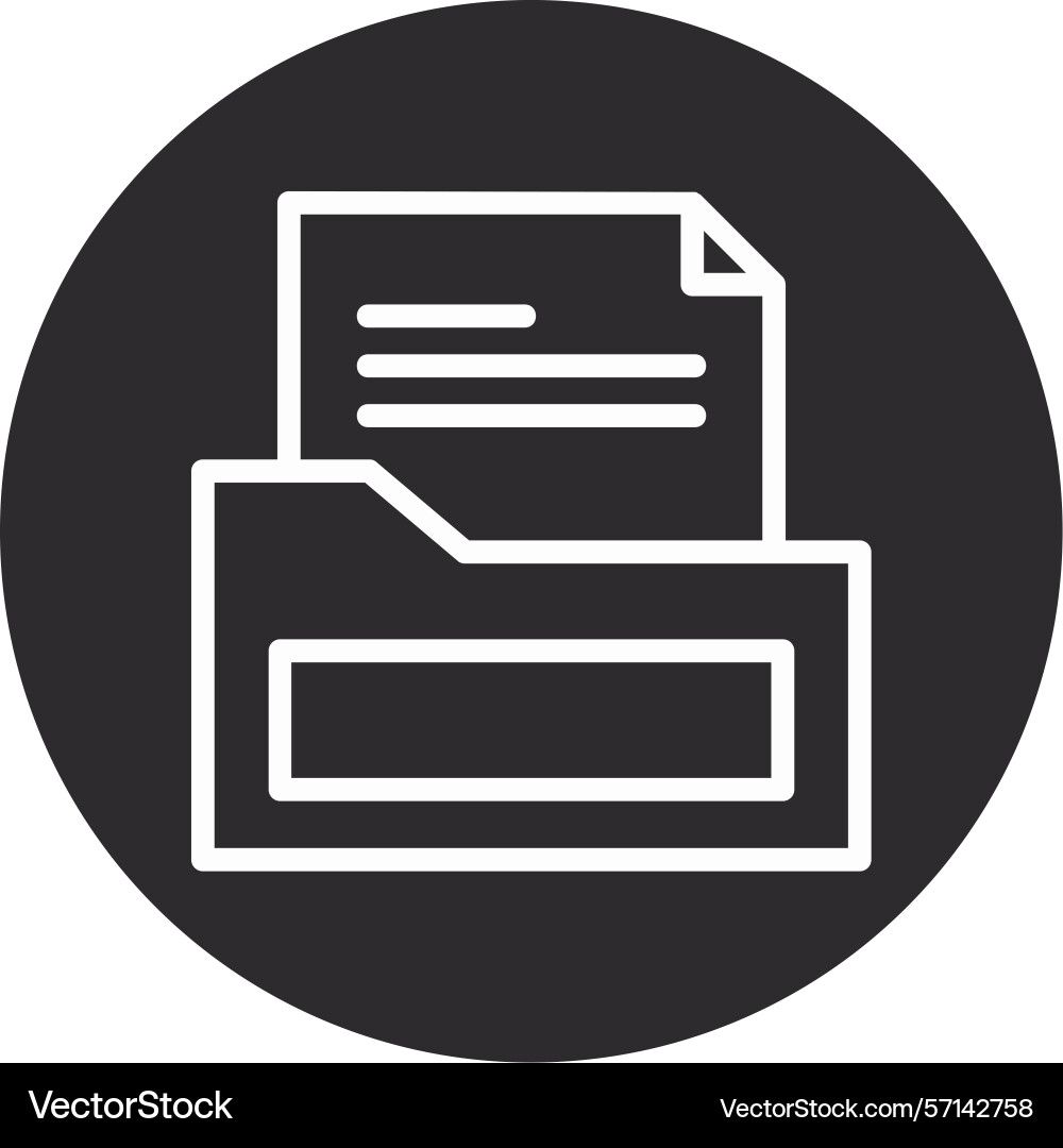 File folder inverted circle black Vector Image