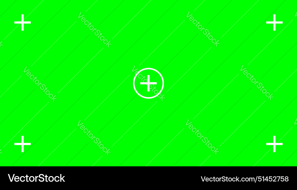 Green screen background with tracking cross marks Green screen background with tracking cross marks vector image