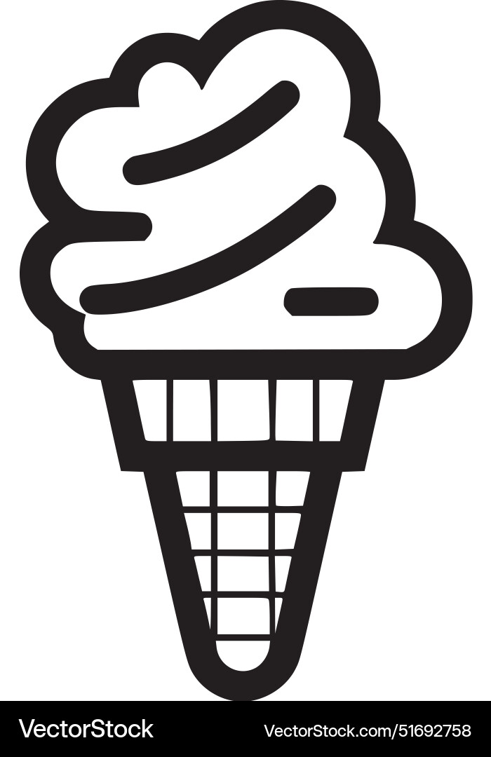Ice cream - black and white isolated icon Vector Image