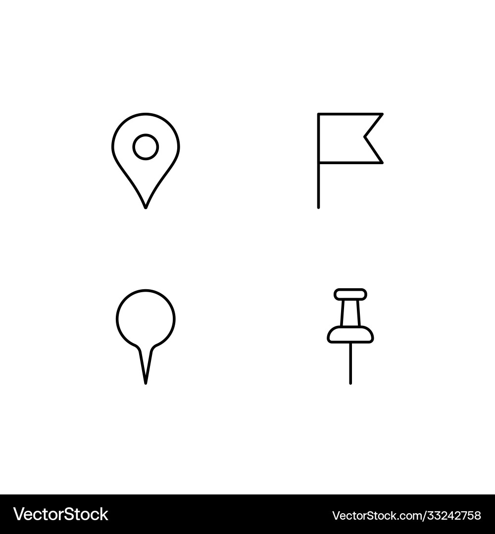 Linear set different pins Linear set different pins Vector Image