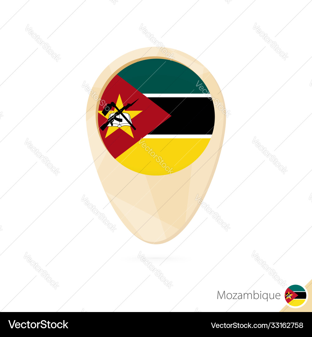 Map pointer with flag mozambique orange vector image