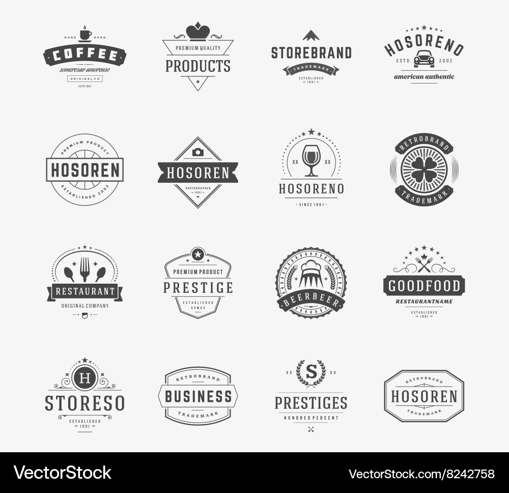 Retro Logo Elements Set Vector Image