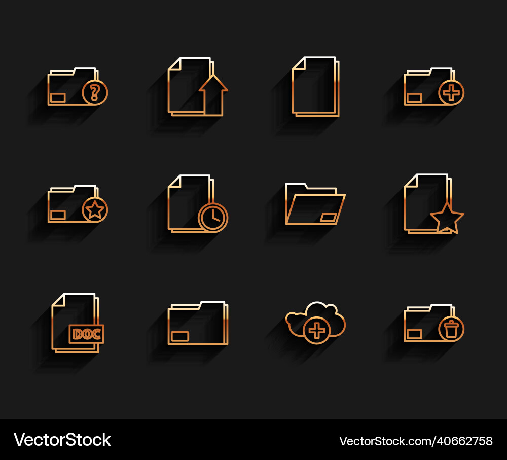 Set line doc file document folder Set line doc file document folder vector image