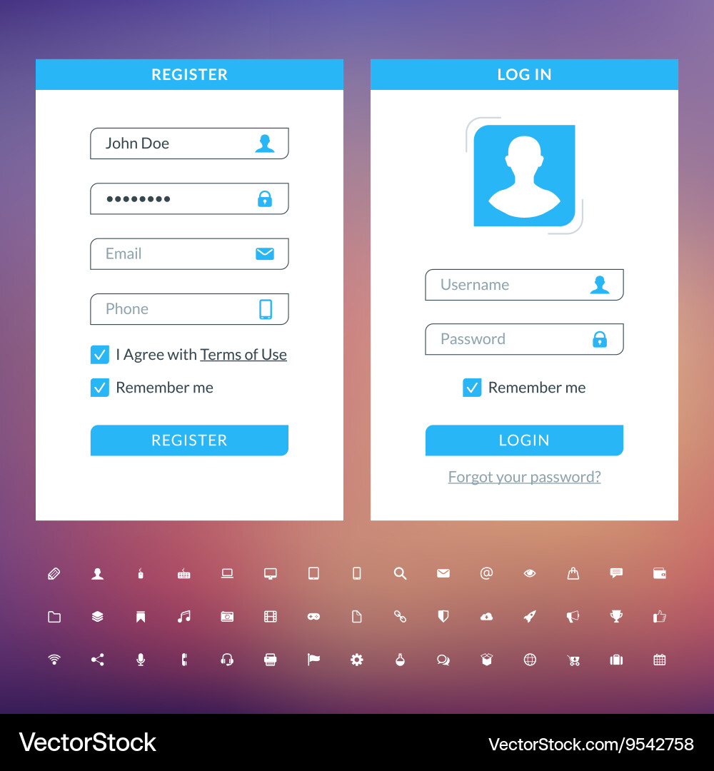 Set of flat design ui elements for website vector image