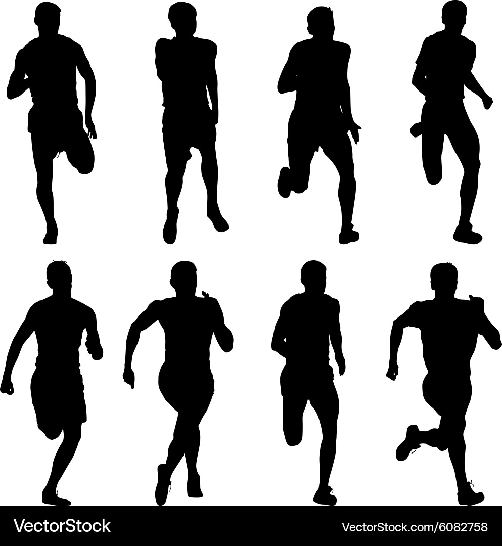 Set of silhouettes runners on sprint men Vector Image
